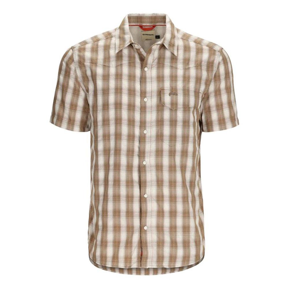 Simms Big Sky Short Sleeve Shirt Men's in Driftwood Plaid